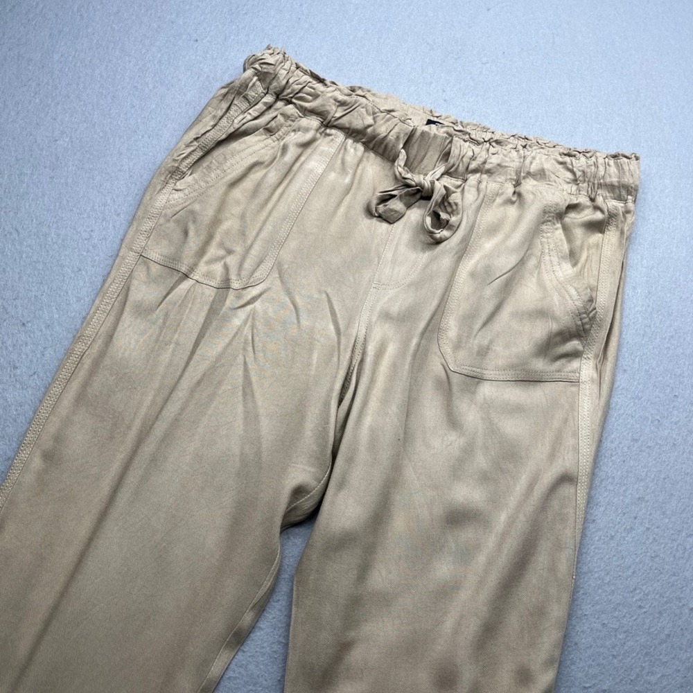 Rewash Wide Leg Boho Pants Tan Khaki Elastic Waist Size L Y2K Rayon J16280871